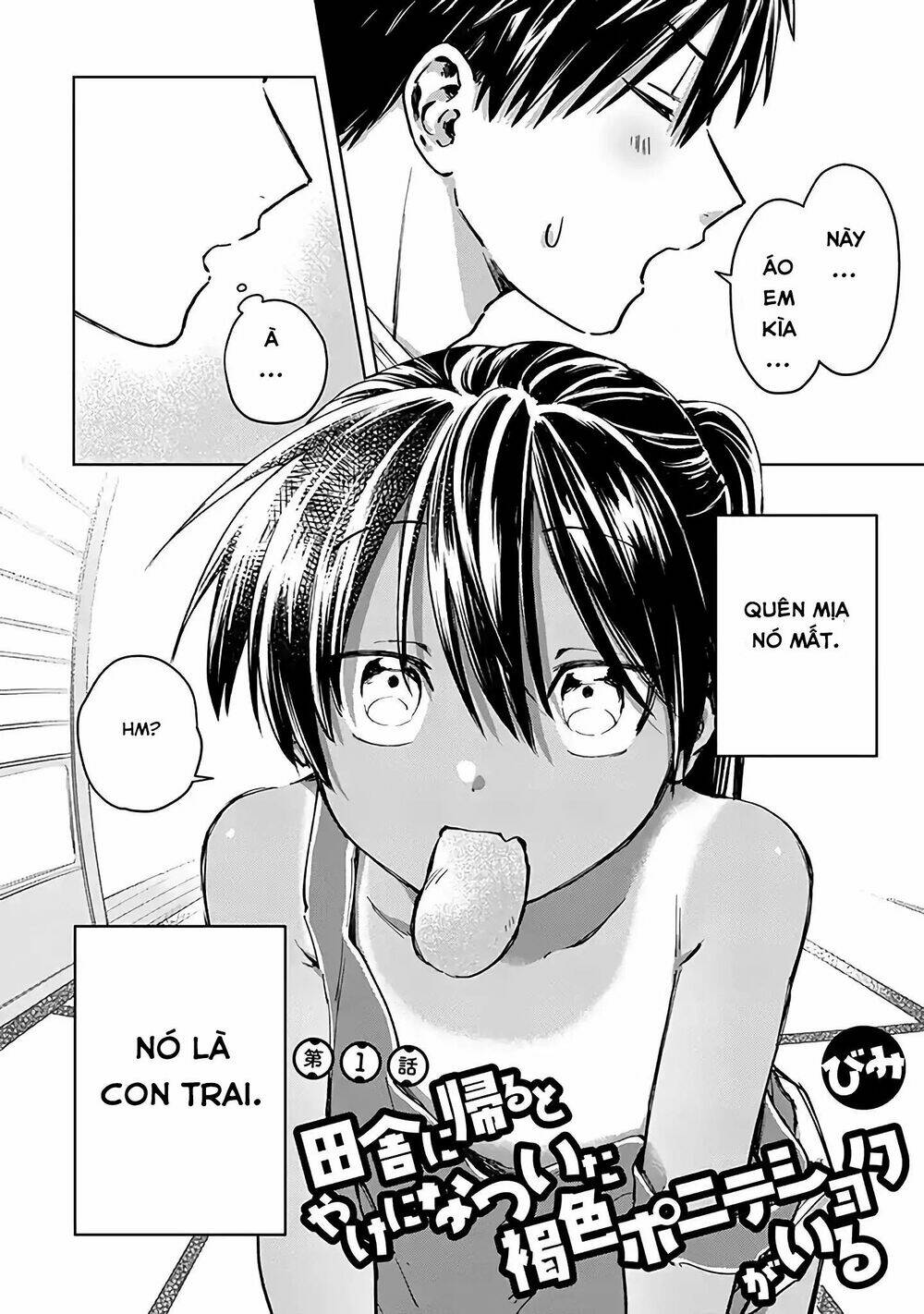 Inaka Ni Kaeru To Yakeni Jiben Ni Natsuita Kasshoku Ponytail Shota Ga Iru Chapter 1 - Trang 2