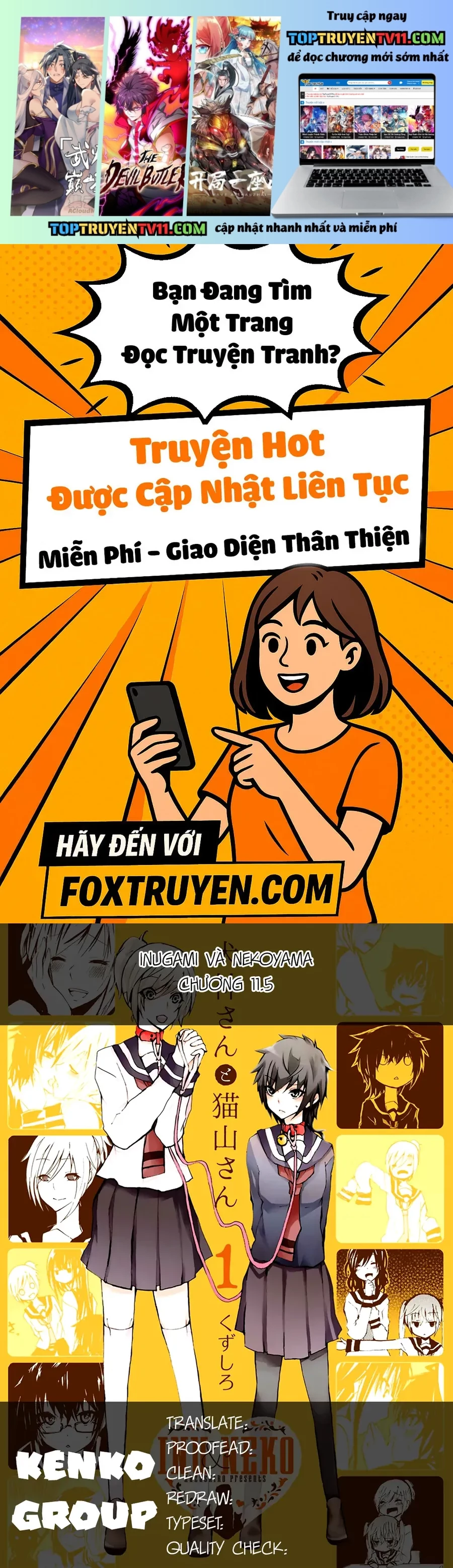 Inugami-San To Nekoyama-San Chapter 11.5 - Trang 2