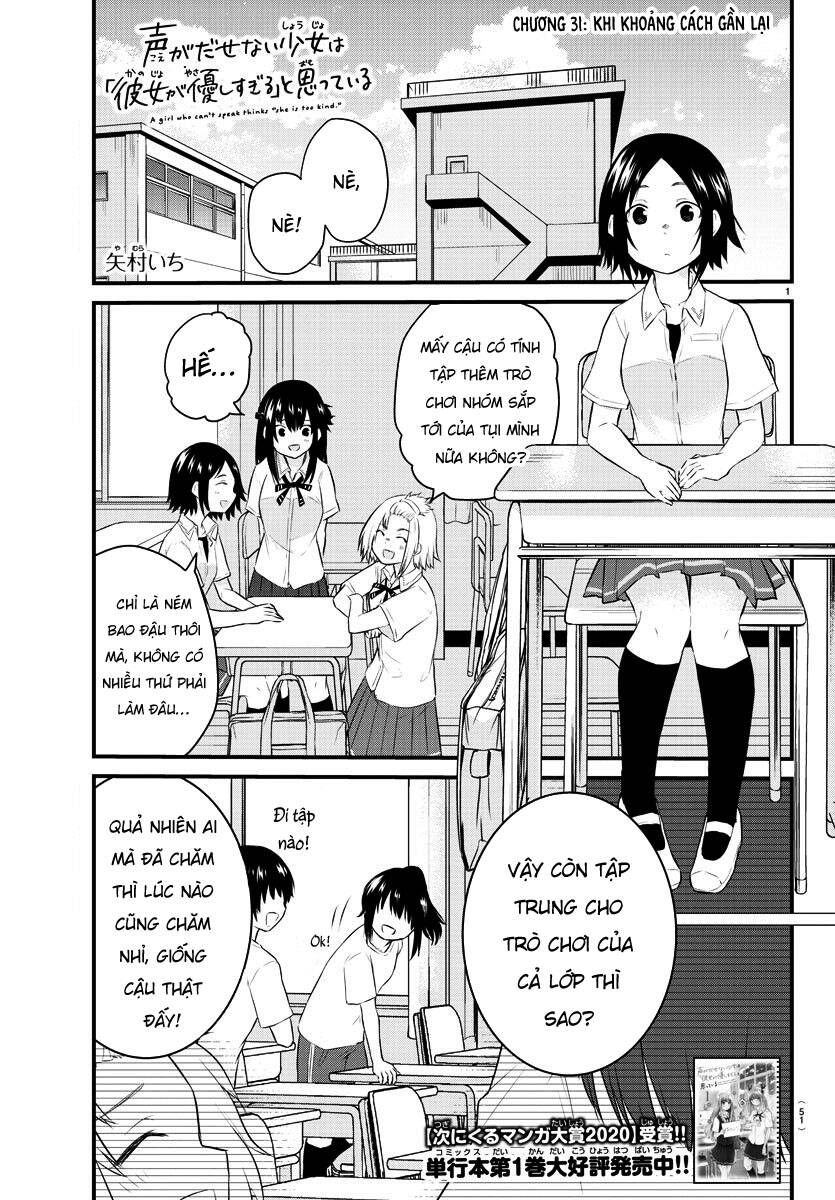 Koe Ga Dasenai Shoujo Wa “Kanojo Ga Yasashisugiru” To Omotte Iru Chapter 31 - Trang 2