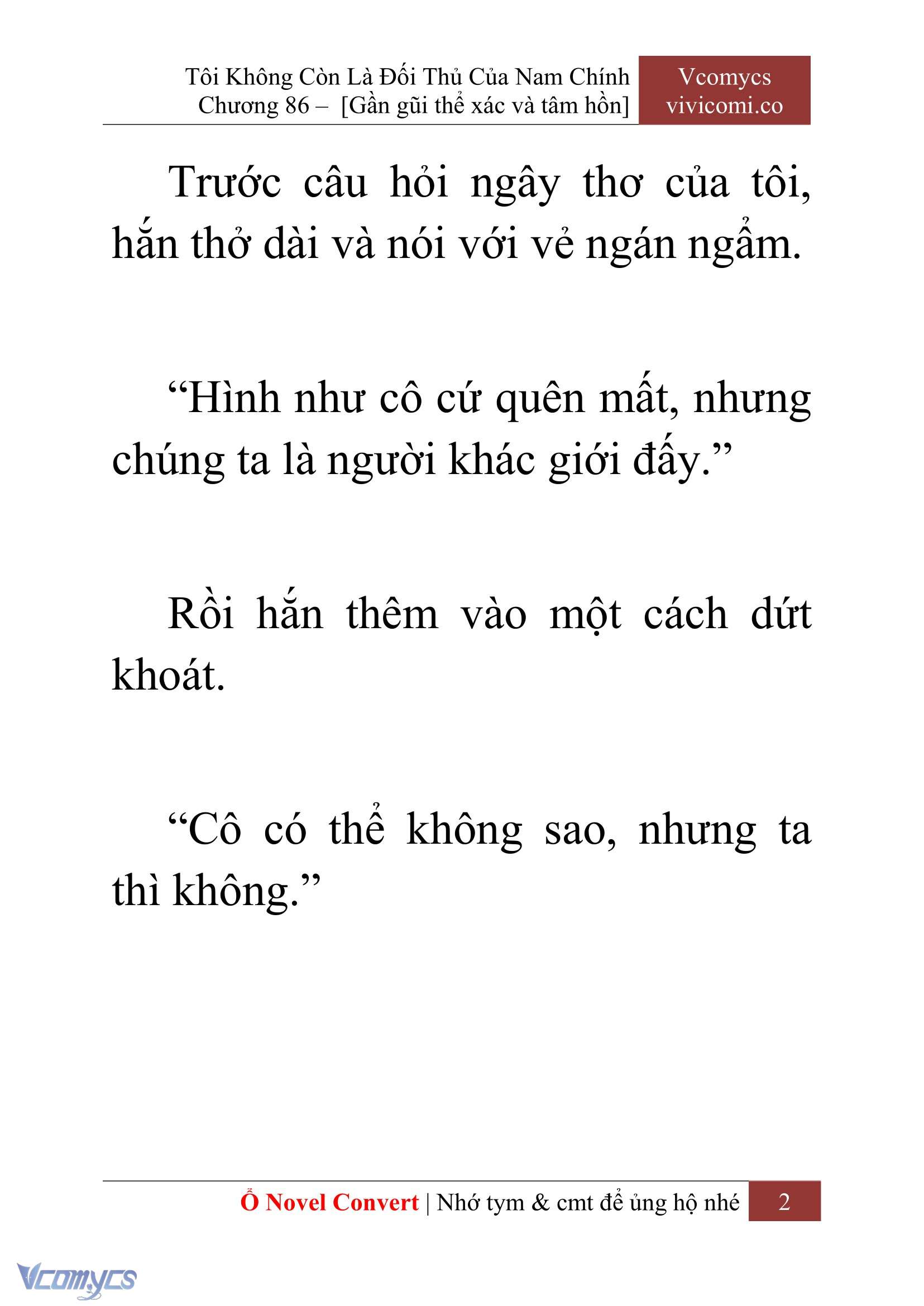 [Novel] Tôi Không Còn Là Đối Thủ Của Nam Chính Chapter 86 - Trang 2