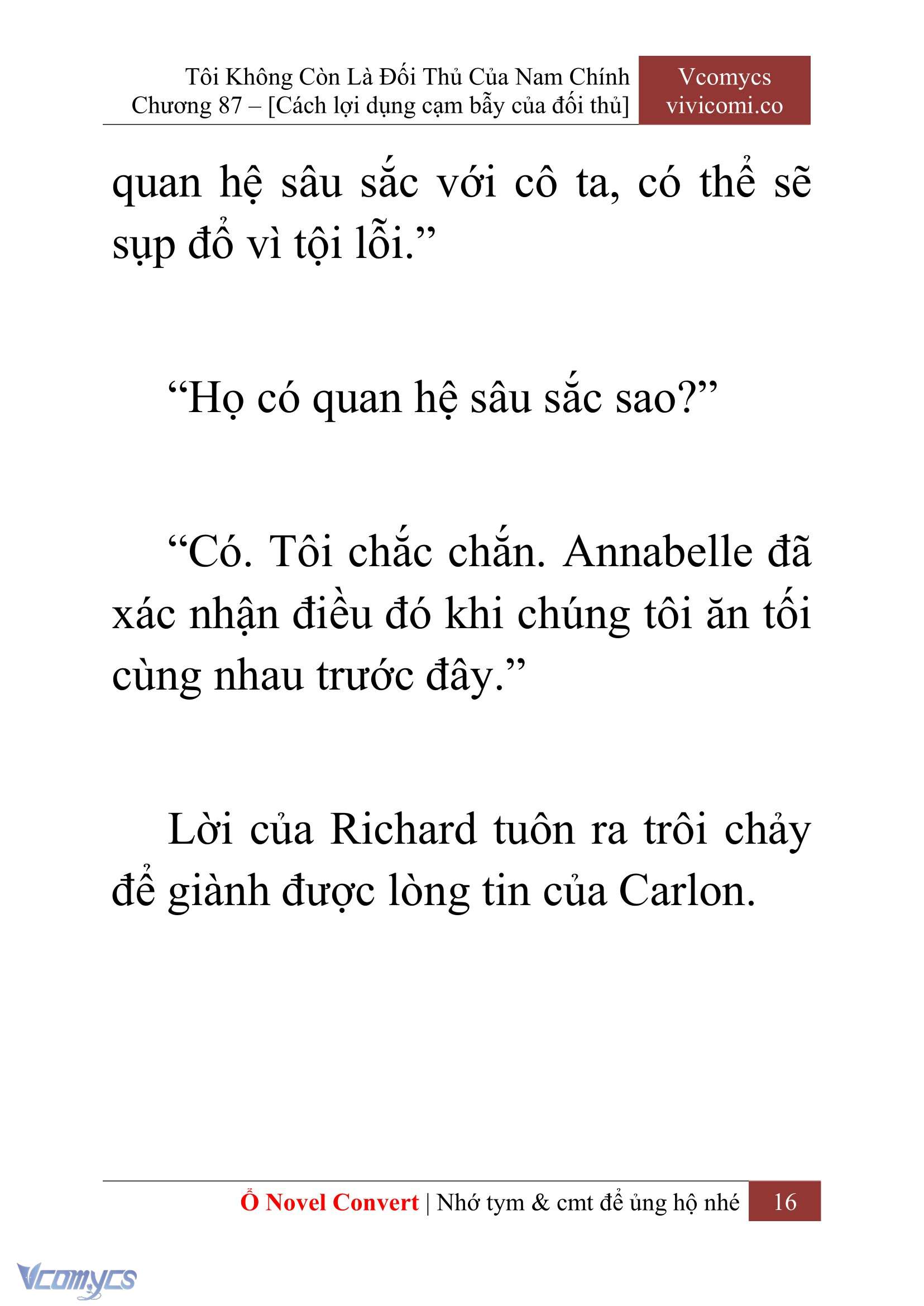 [Novel] Tôi Không Còn Là Đối Thủ Của Nam Chính Chapter 87 - Trang 2