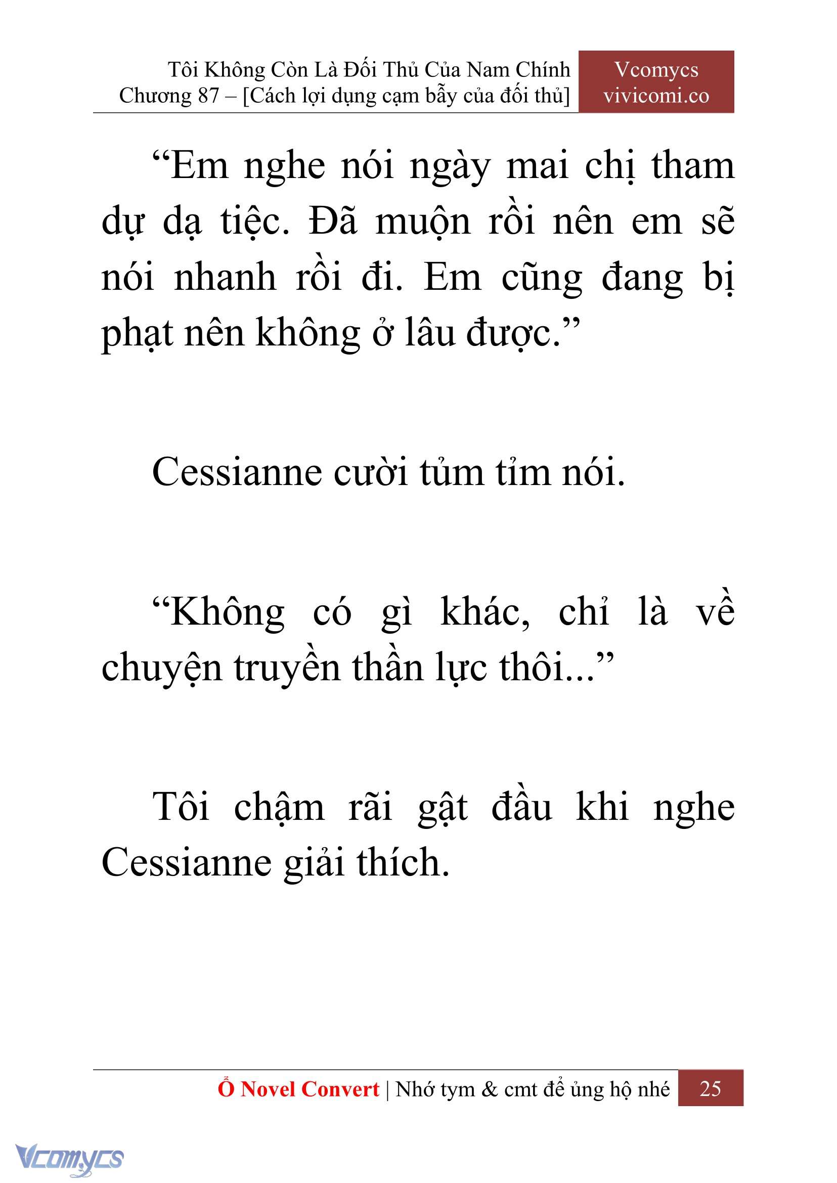 [Novel] Tôi Không Còn Là Đối Thủ Của Nam Chính Chapter 87 - Trang 2