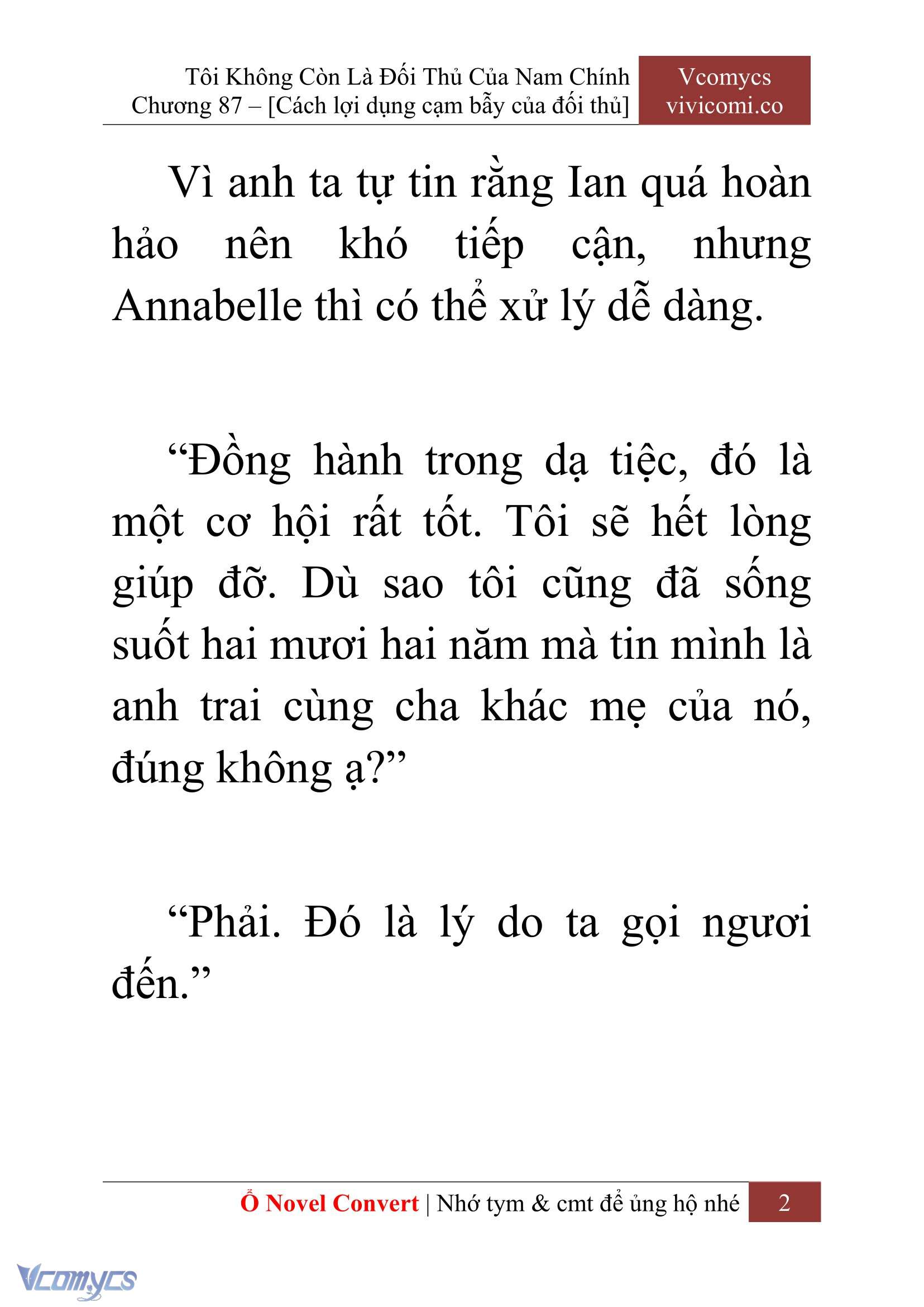 [Novel] Tôi Không Còn Là Đối Thủ Của Nam Chính Chapter 87 - Trang 2