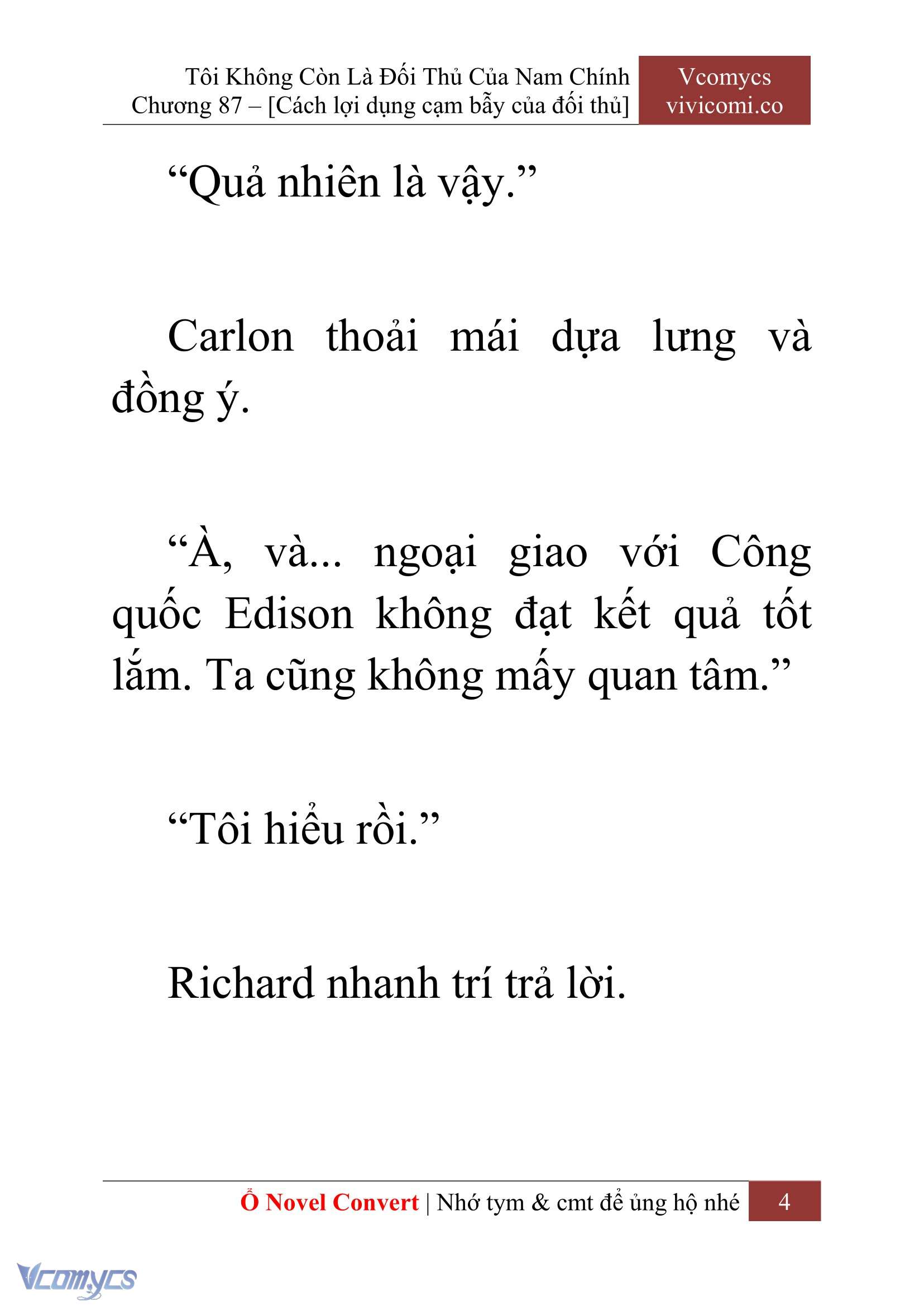 [Novel] Tôi Không Còn Là Đối Thủ Của Nam Chính Chapter 87 - Trang 2