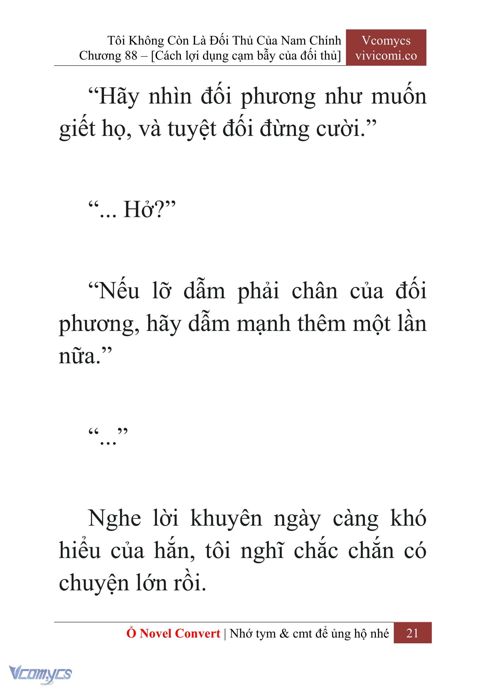 [Novel] Tôi Không Còn Là Đối Thủ Của Nam Chính Chapter 88 - Trang 2