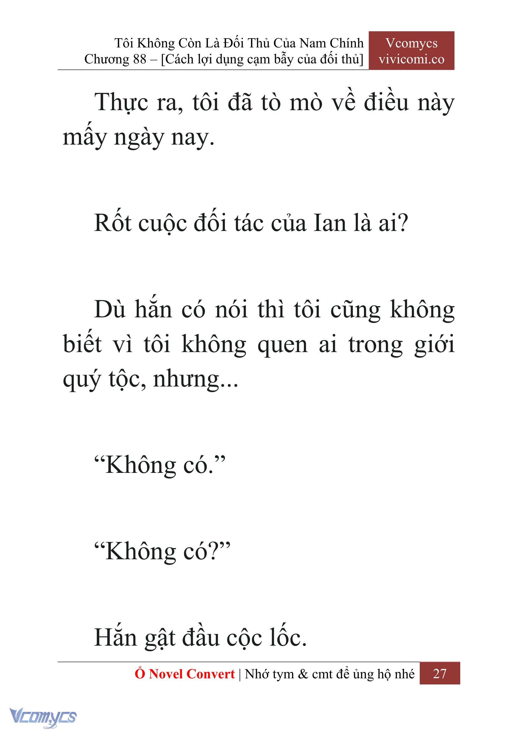 [Novel] Tôi Không Còn Là Đối Thủ Của Nam Chính Chapter 88 - Trang 2