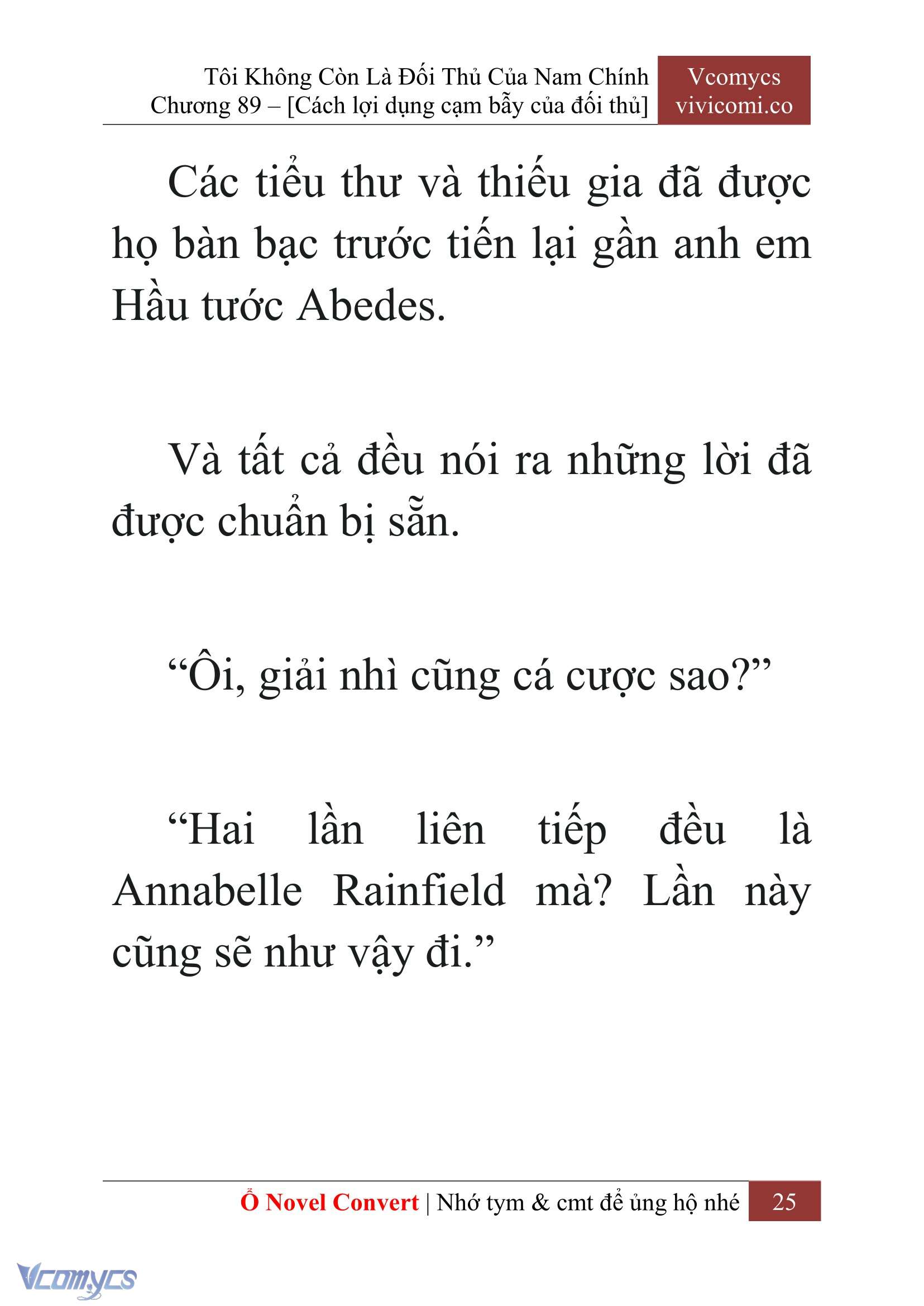 [Novel] Tôi Không Còn Là Đối Thủ Của Nam Chính Chapter 89 - Trang 2