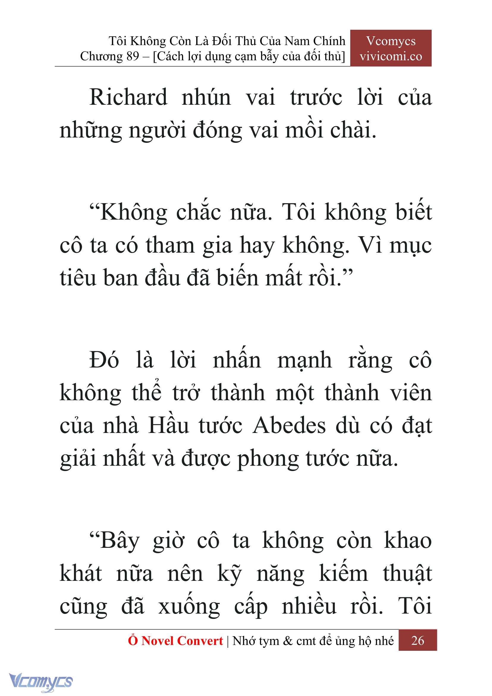 [Novel] Tôi Không Còn Là Đối Thủ Của Nam Chính Chapter 89 - Trang 2