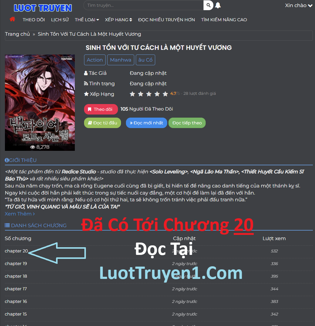 Sinh Tồn Với Tư Cách Là Một Huyết Vương Chapter 5 - Trang 2